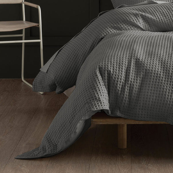 Deluxe Waffle Quilt Cover Set Range Charcoal