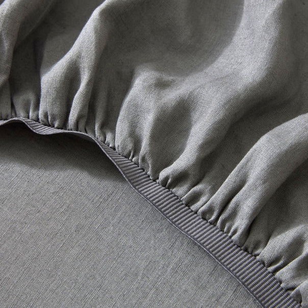 Ravello Linen Fitted or Flat Sheet Range Charcoal